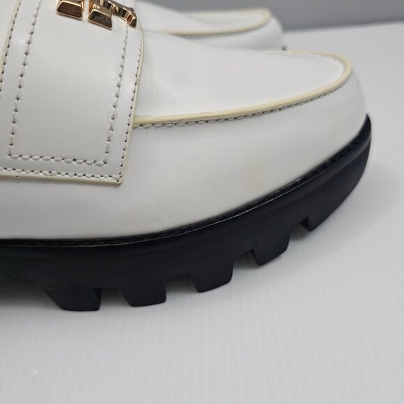 Tory Burch Everly Mini Loafer Womens 10.5 White Leather Chunky Platform Lug Sole - Picture 5 of 16